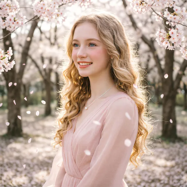 AI hairstyle changer example: Cherry blossoms